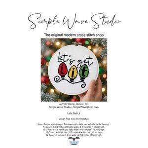 Christmas Let's Get Lit Lights Modern Funny Cross‎ Stitch PDF Pattern